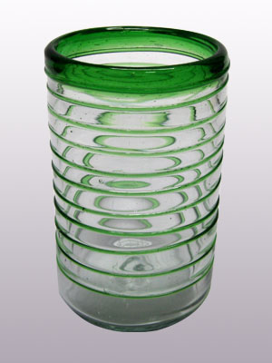Sale Items / 'Emerald Green Spiral' drinking glasses  / These elegant glasses covered in a emerald green spiral will add a handcrafted touch to your kitchen decor.
